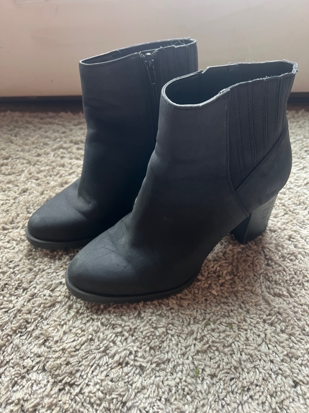 Kelly & Katie Black Ankle Booties with Side Zip